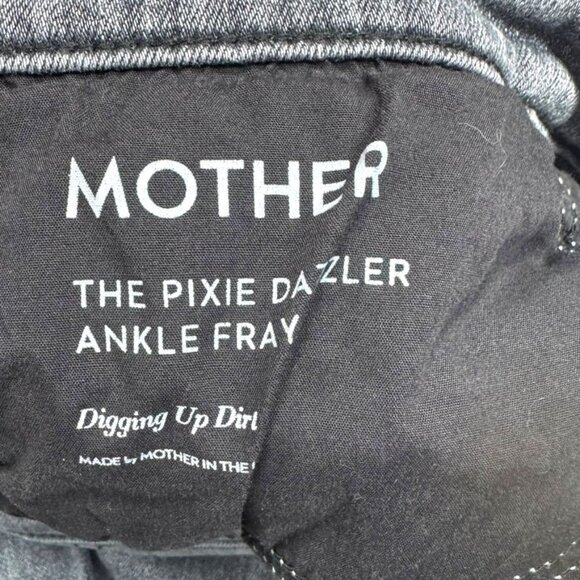 Mother The Pixie Dazzler Ankle Fray Jeans Black Waist 33 - Picture 4 of 12